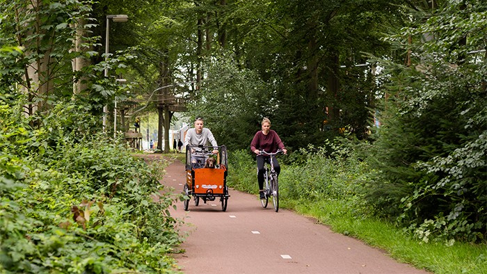 Bakfiets (Dutch cargo bike) elektrisch) inkl. Eintritt Park Hoge Veluwe in der Veluwe in 